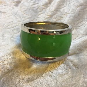Green and silver cuff bracelet